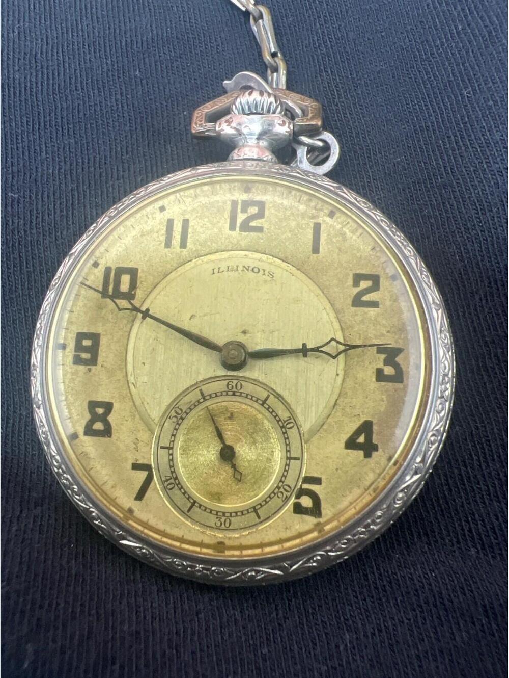 1925 Illinois Pocket Watch, 19 Jewels 12 Size Keystone Silveroid - 🎥 Video  🎥